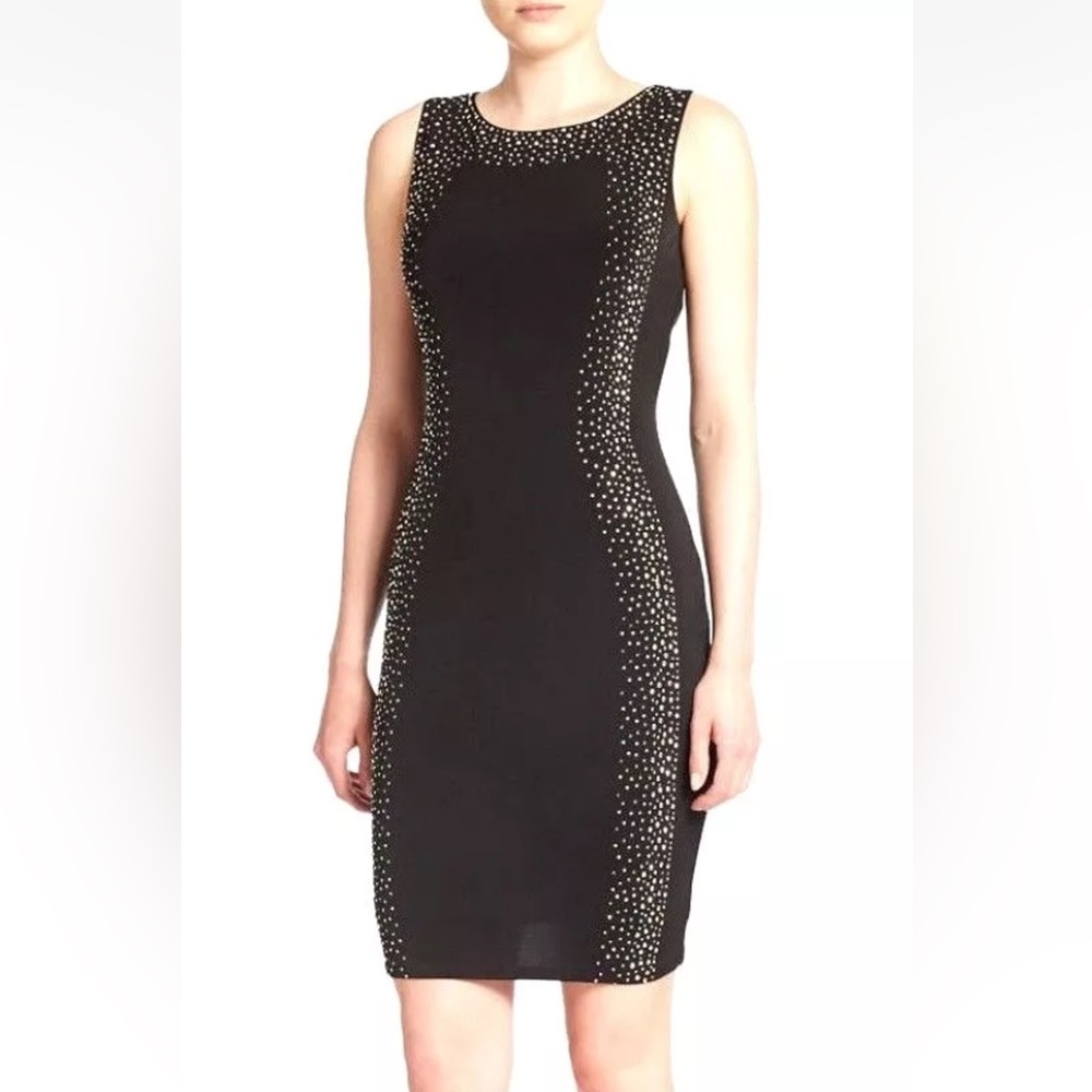 Calvin Klein Black Silver Studded Sequin Cocktail Party Mini Dress Size 6